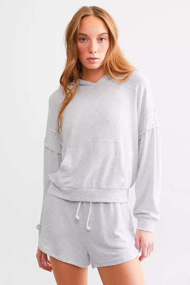 Chilly Night Cozy Hoodie - Light Heather Grey