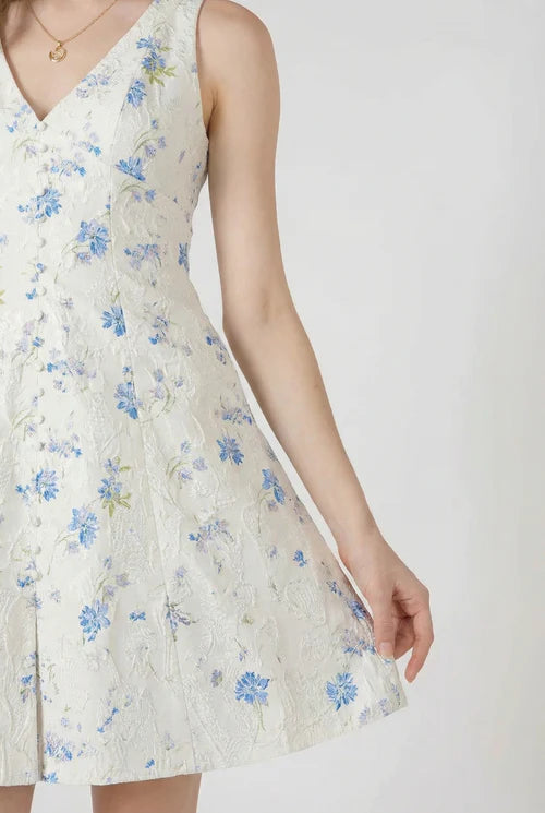 Embroidered Mini Dress - Lavender Floral