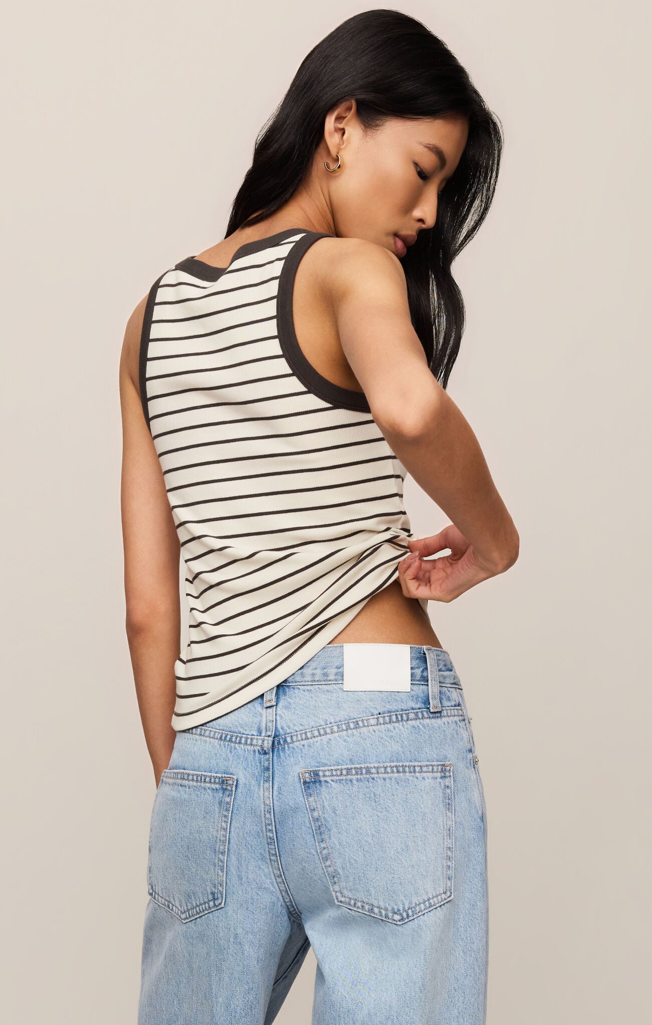 Rowe Striped Scoop Tank - Cloud