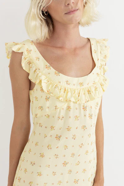 Dahlia Off Shoulder Mini Dress - Lemon