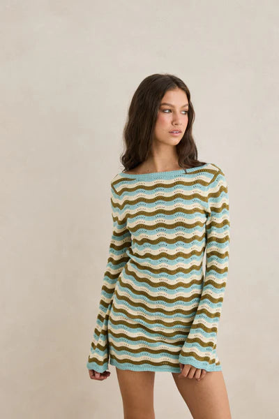 Whispering Tides Knit Mini Dress