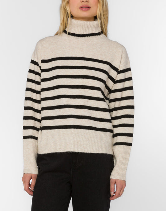 Parley Long Sleeve Turtle Neck - Ivory/Black