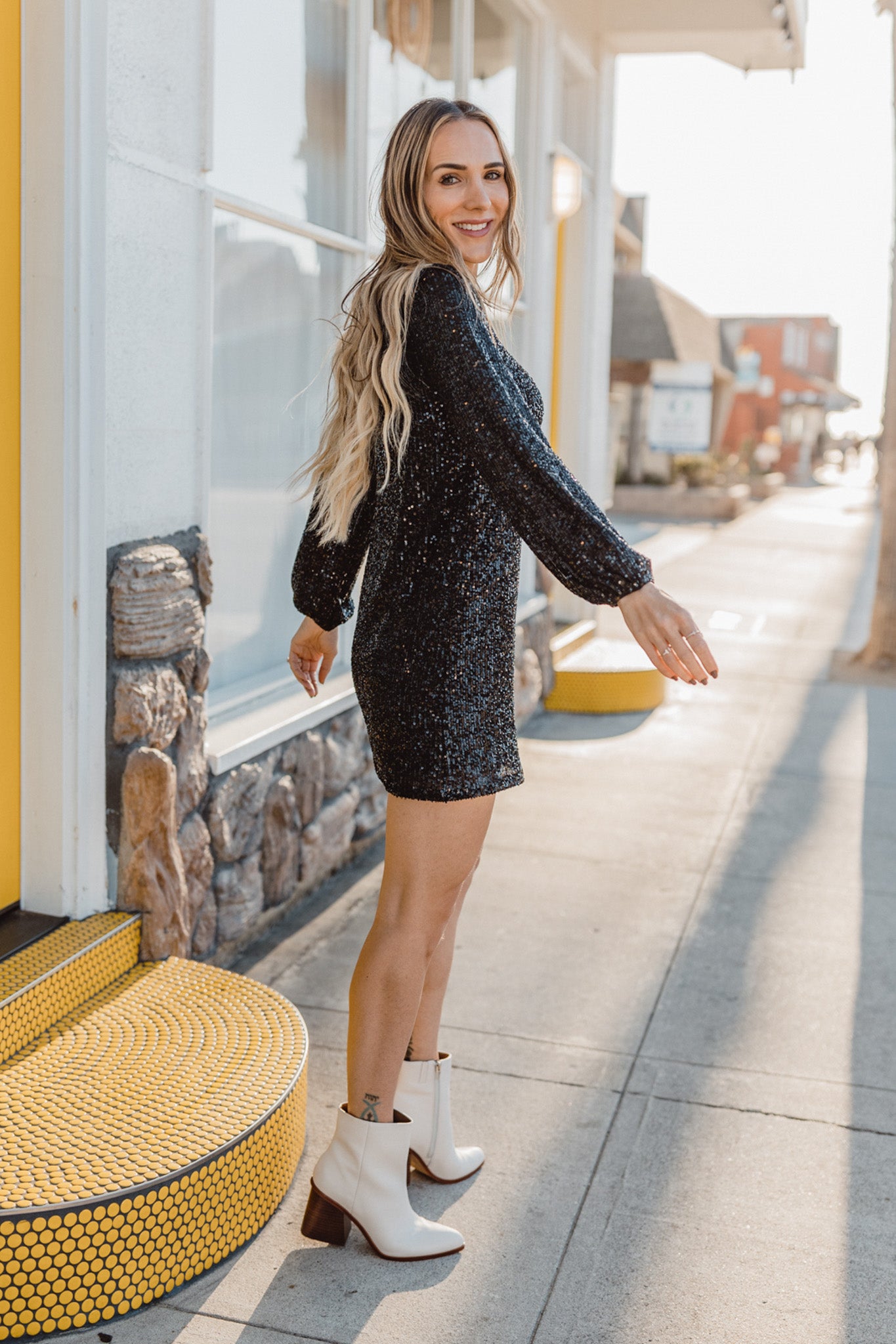 Andromeda Sequin Mini Dress (Black)