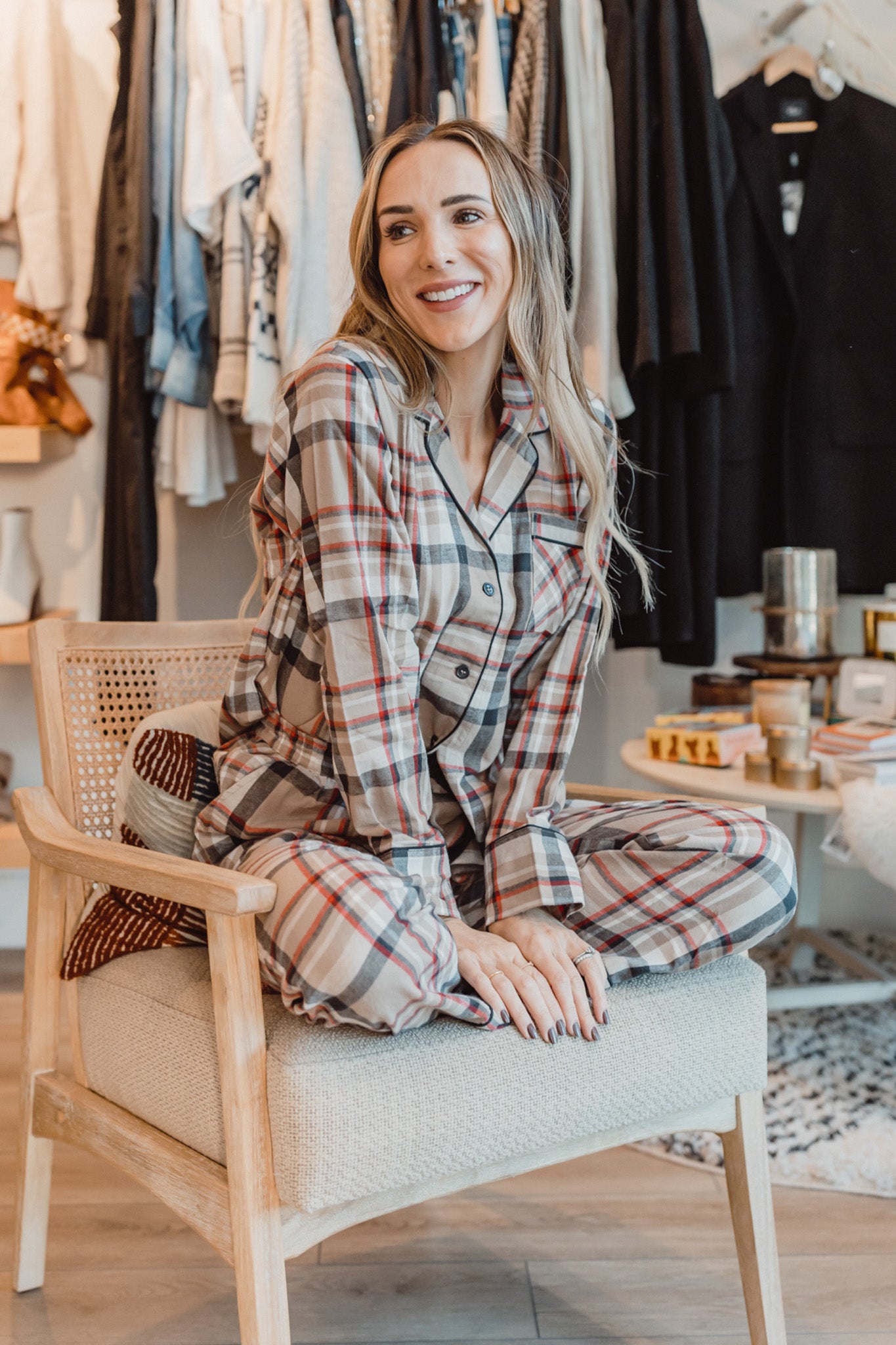 Dreamer Plaid PJ Set (Burlap)
