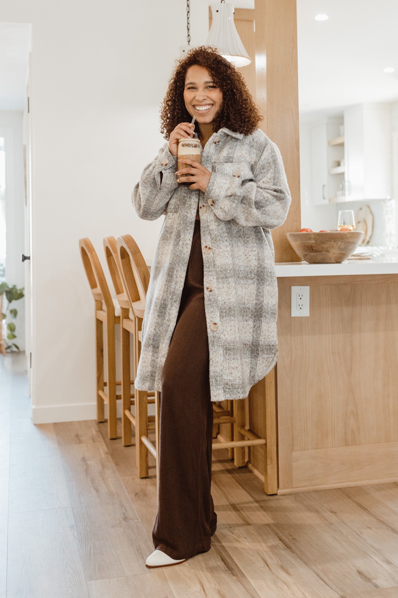 Sonoma Plaid Long Jacket (Orchid Rain)