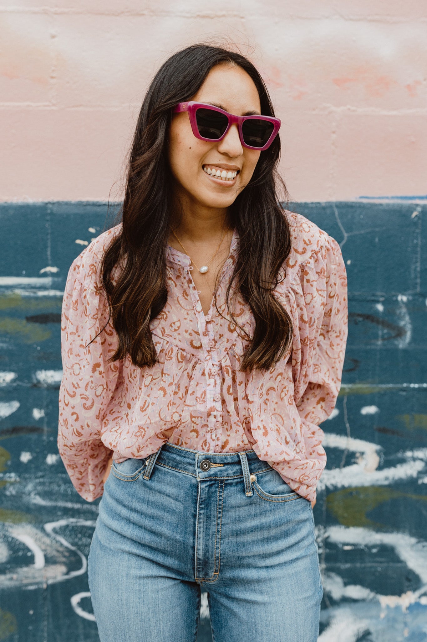 Liene Floral Top (Shadow Mauve)