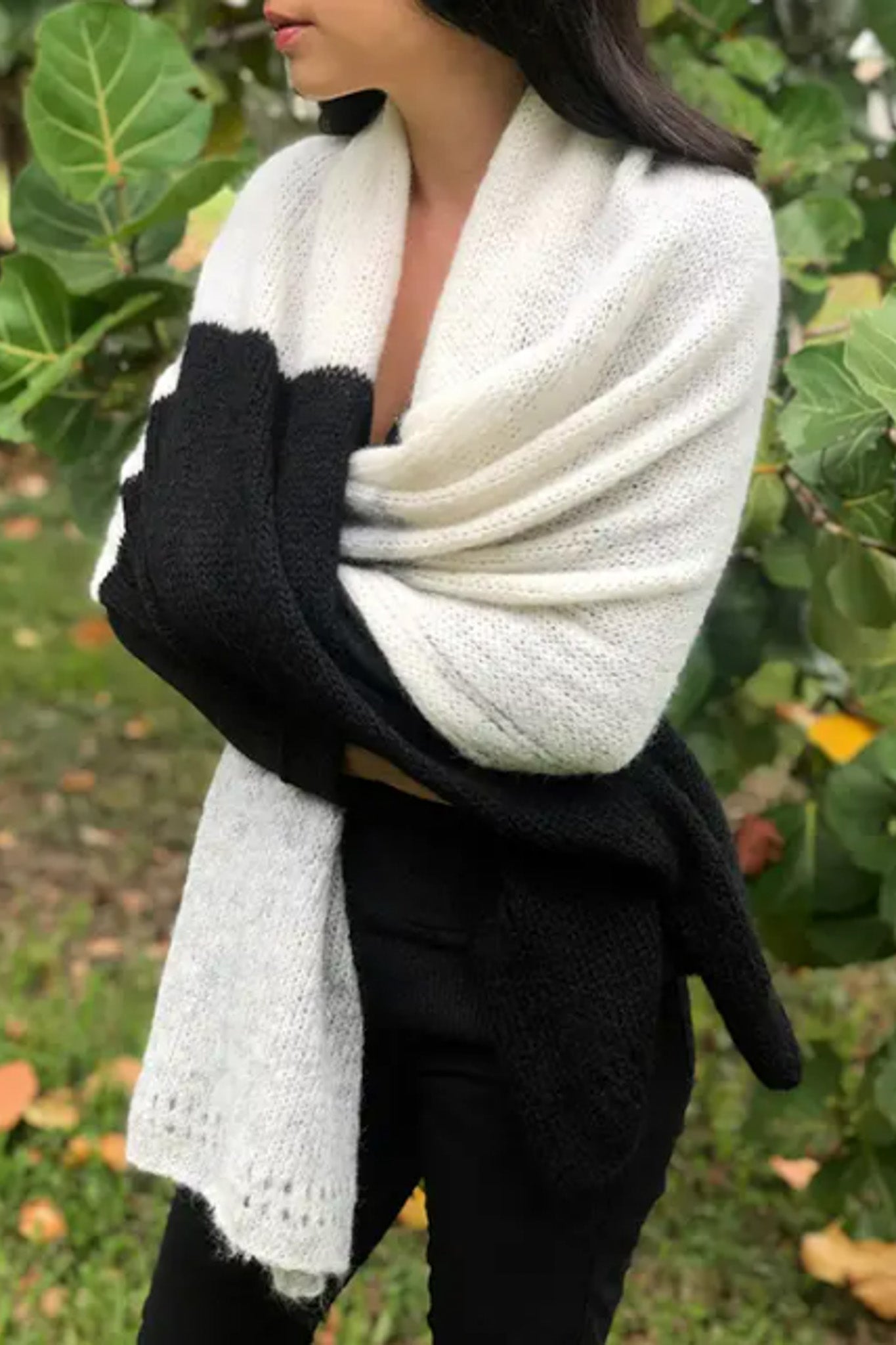 Color Block Alpaca Wrap Scarf