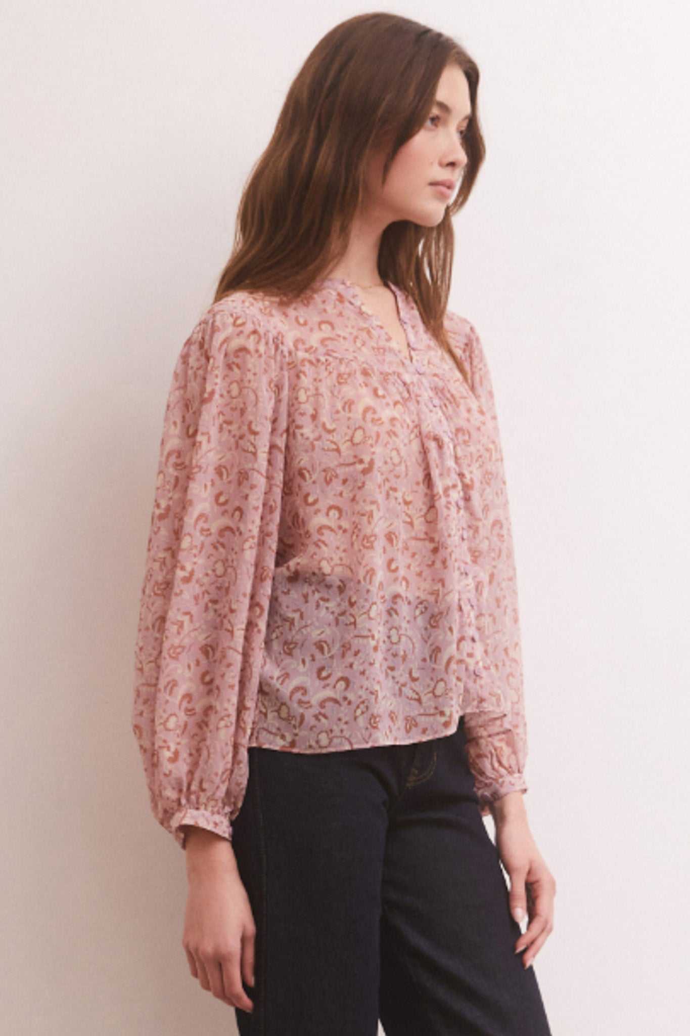 Liene Floral Top (Shadow Mauve)