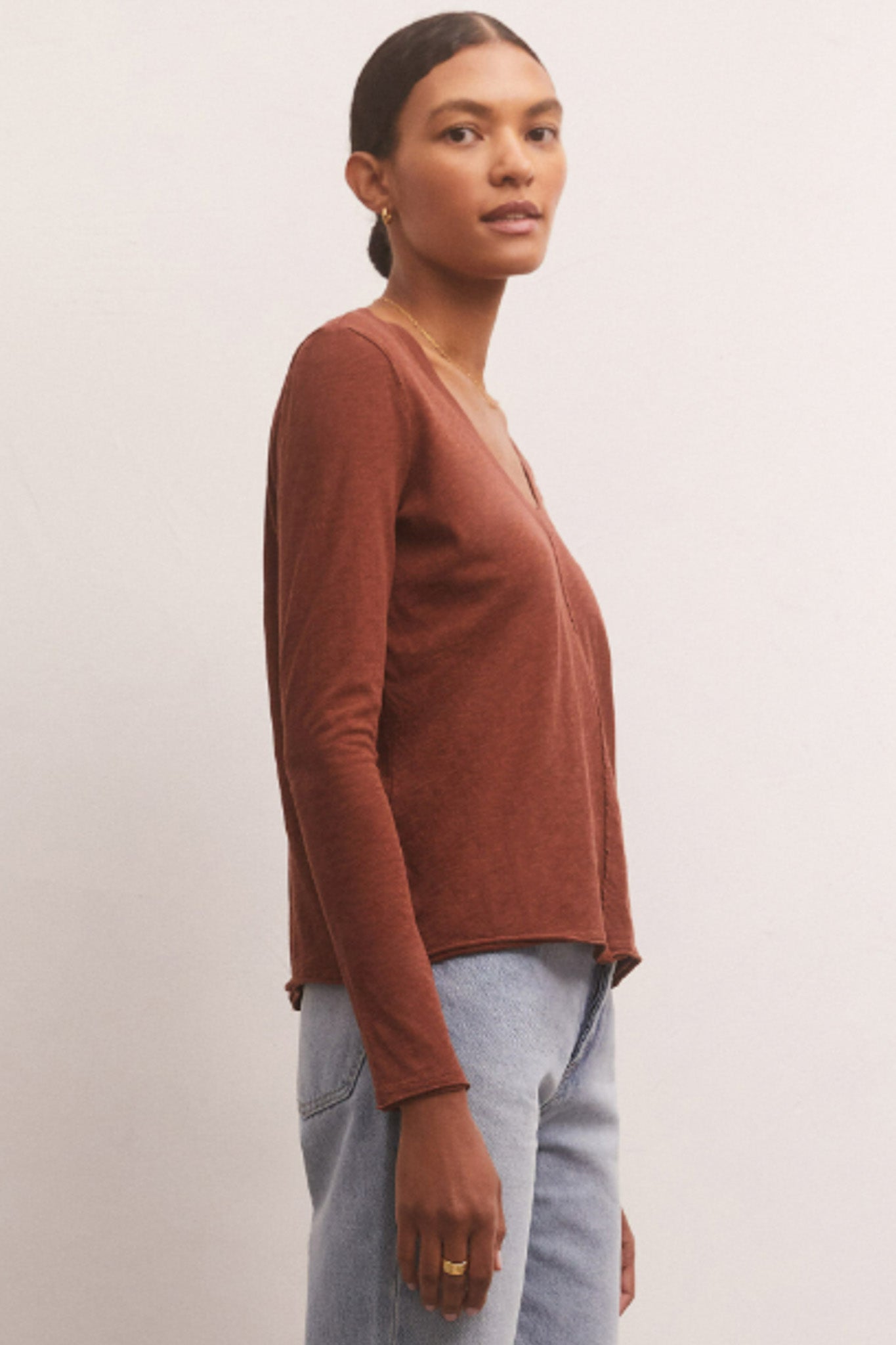 Dream Slub Long Sleeve Tee (Dark Rosewood)