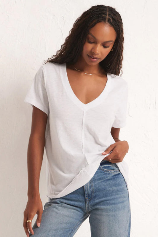 Asher V-Neck Tee (White)