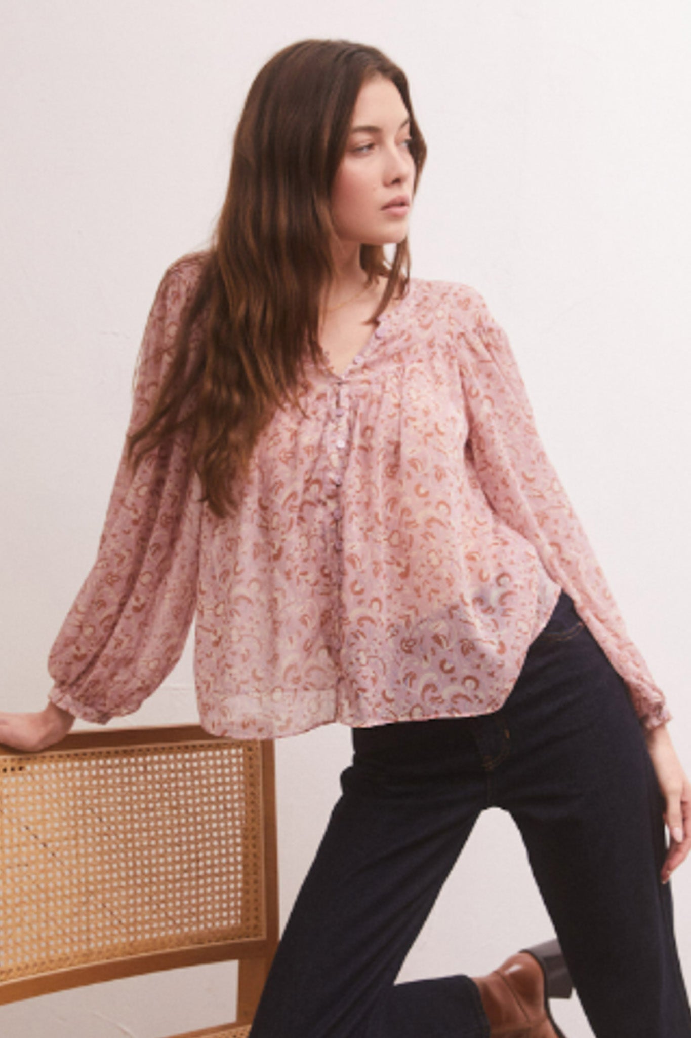 Liene Floral Top (Shadow Mauve)