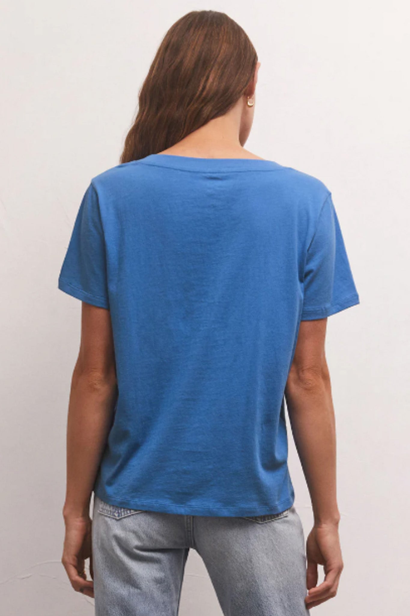 Girlfriend V-Neck Tee (Federal Blue)