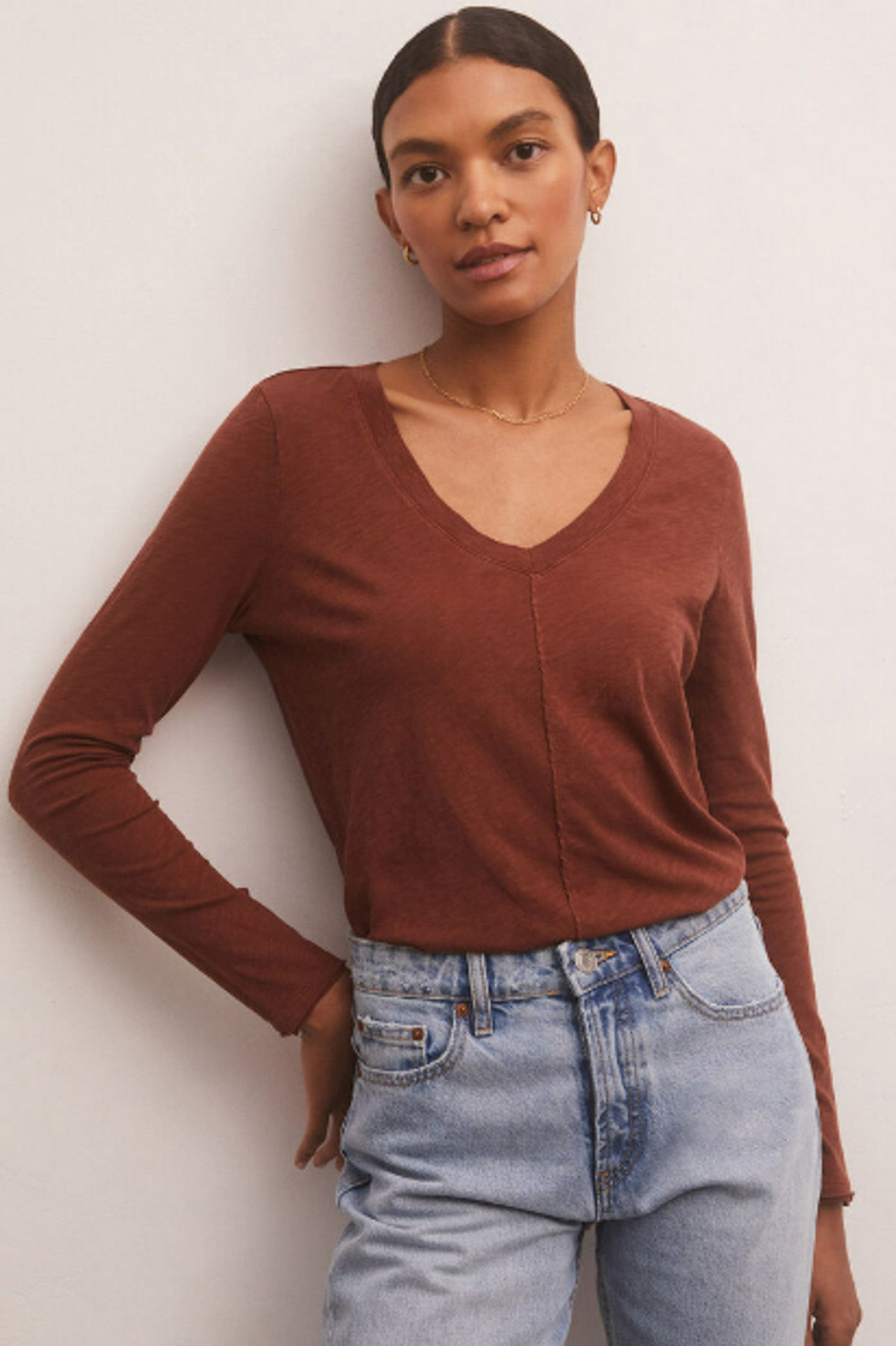 Dream Slub Long Sleeve Tee (Dark Rosewood)