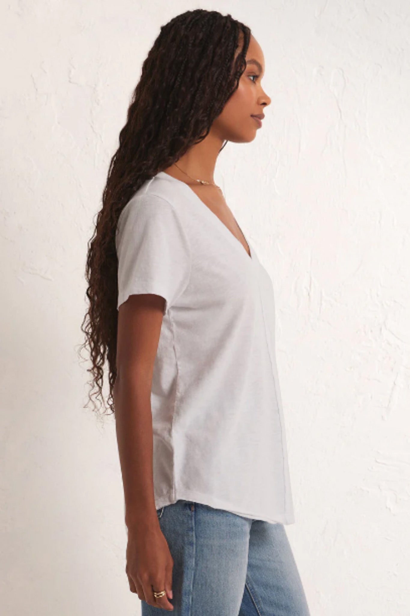 Asher V-Neck Tee (White)
