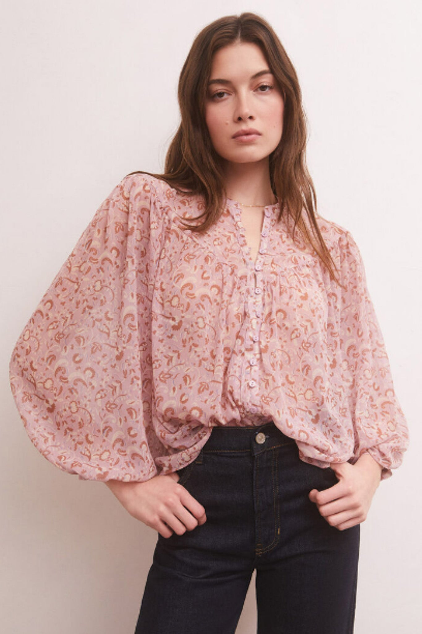 Liene Floral Top (Shadow Mauve)