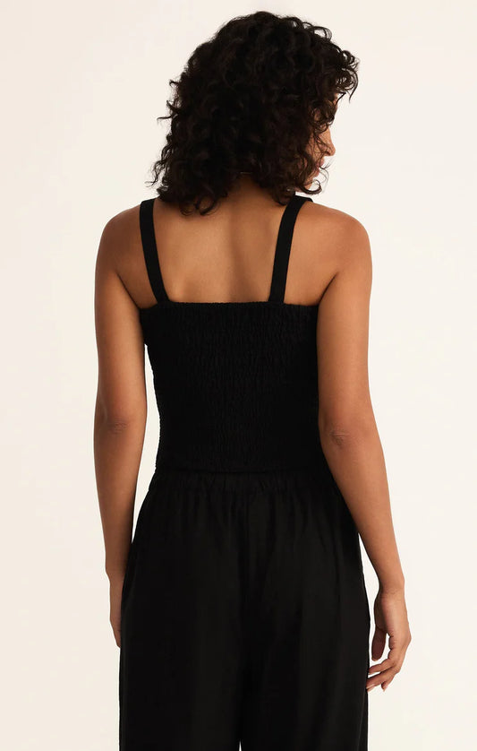 Amelie Linen Top - Black