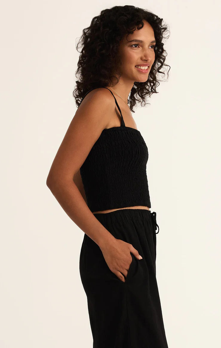 Amelie Linen Top - Black