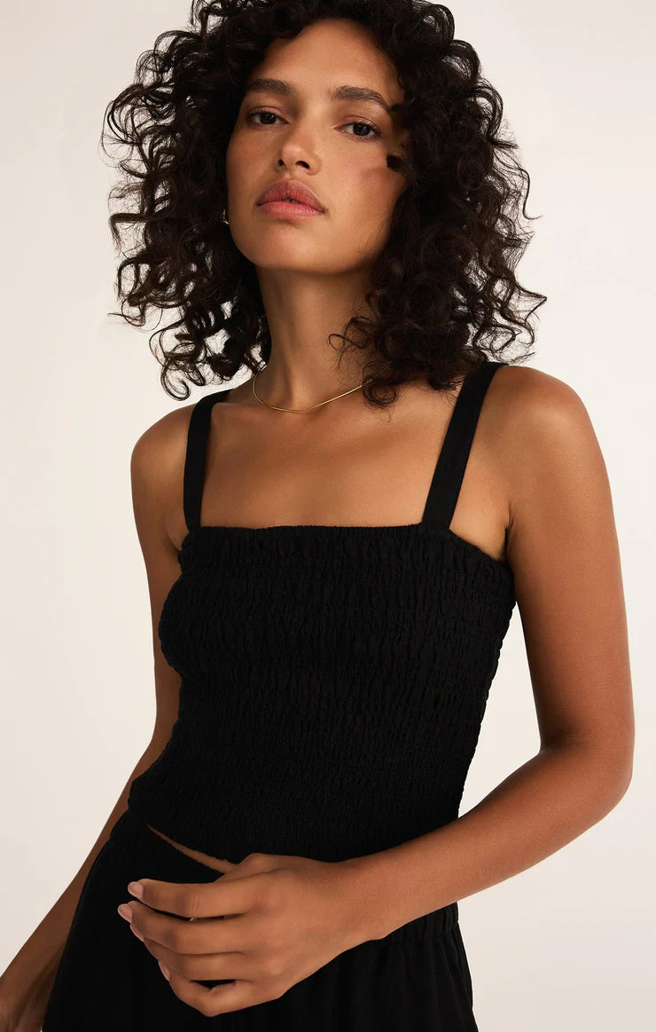 Amelie Linen Top - Black