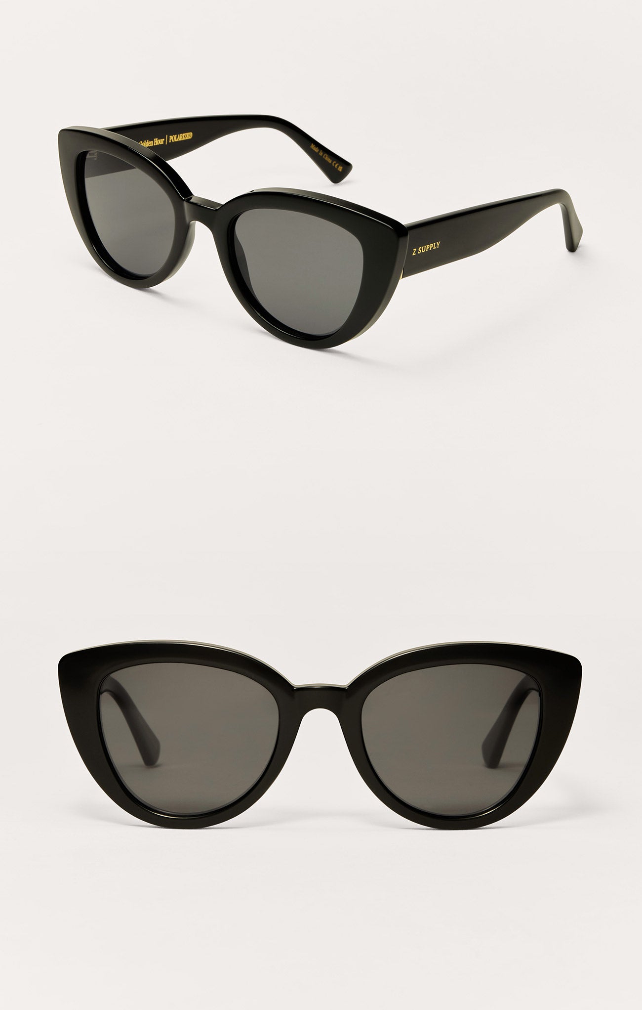 Golden Hour Polished Black Polarized Sunglass