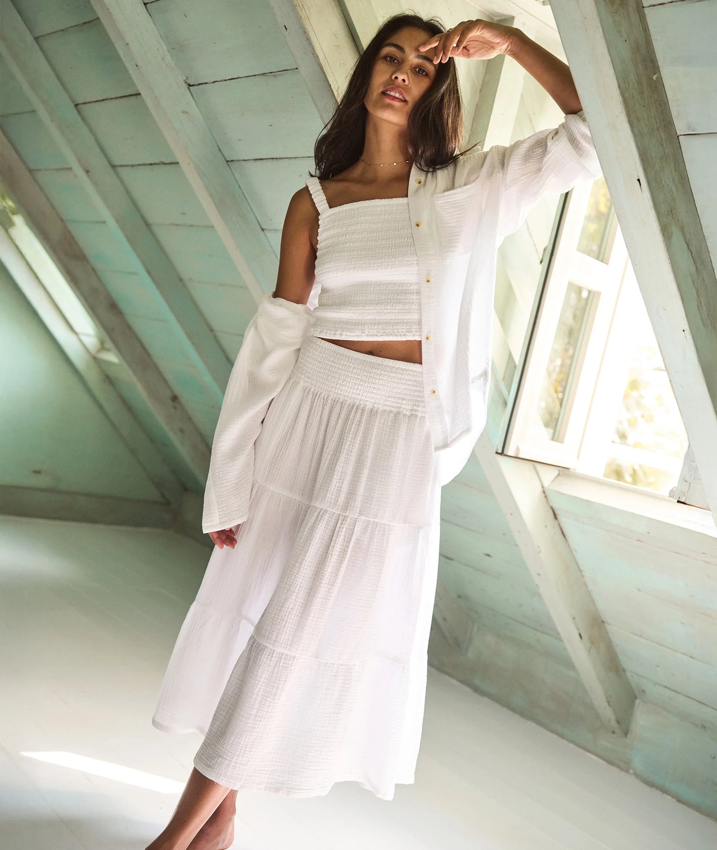 Corinne Double Cloth Maxi Skirt - White