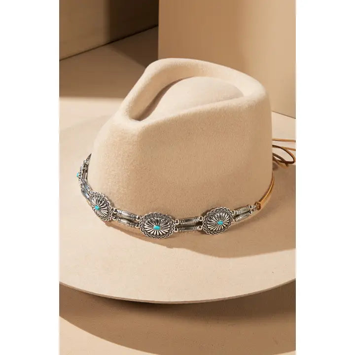 Western Concho Hat Band - Silver