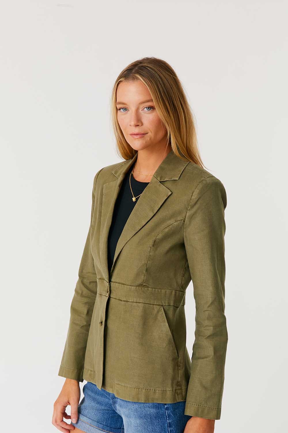 Lexie Linen Blazer - Thyme