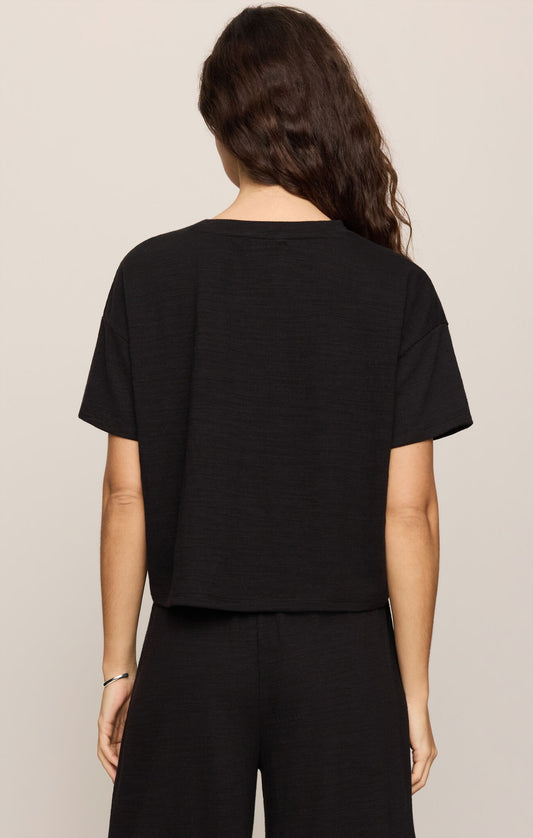 Sway Textured Cropped Tee - Black