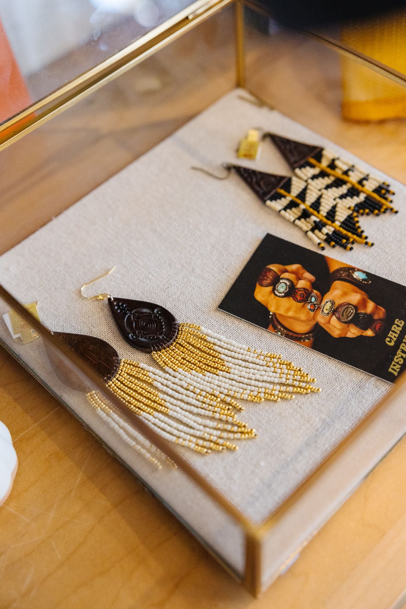 Beaded Leather Earrings