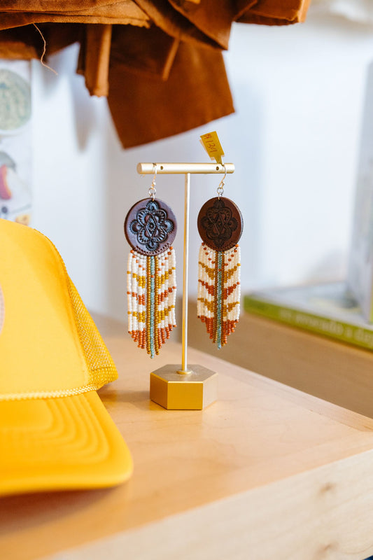 Beaded Leather Earrings