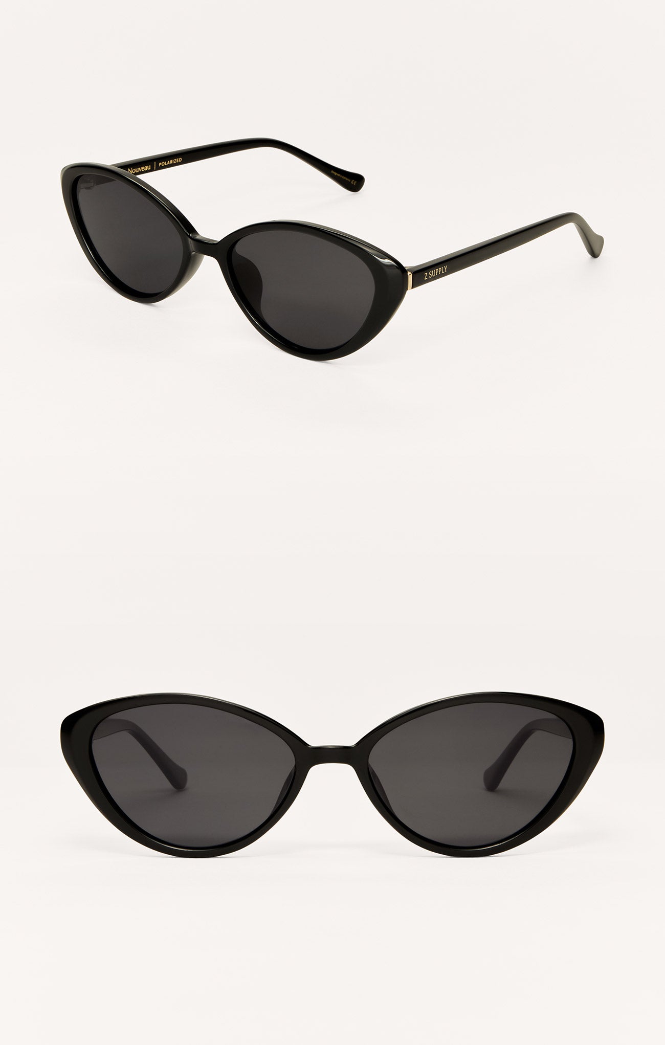 Nouveau Polished Black - Gray Polarized Sunglass
