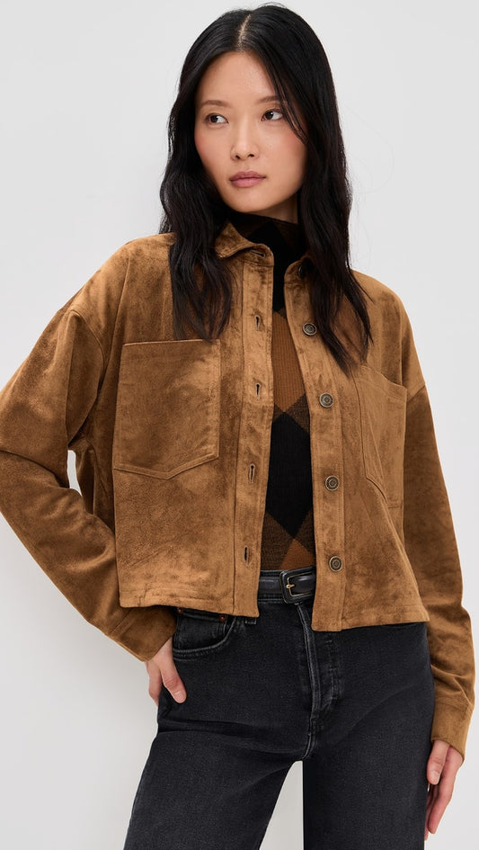All Day Cropped Suede Jacket - Coconut