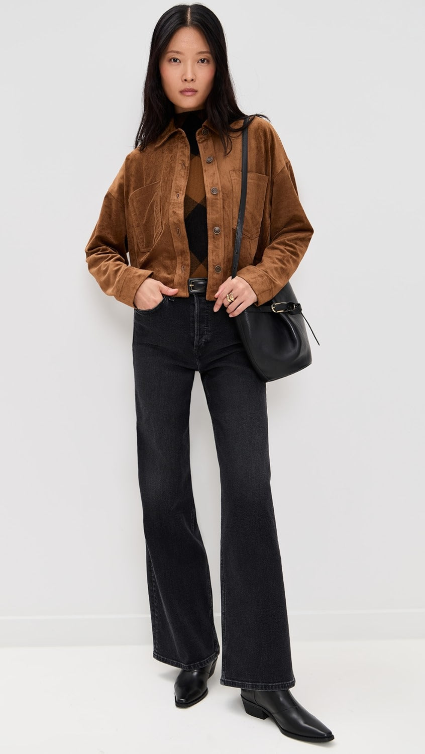 All Day Cropped Suede Jacket - Coconut