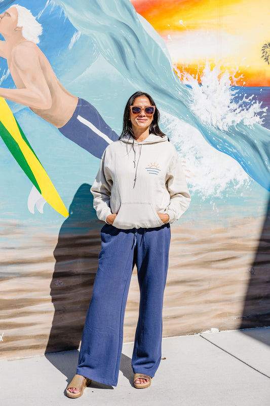 Fleece Wide Leg Sweat Pant - Navy