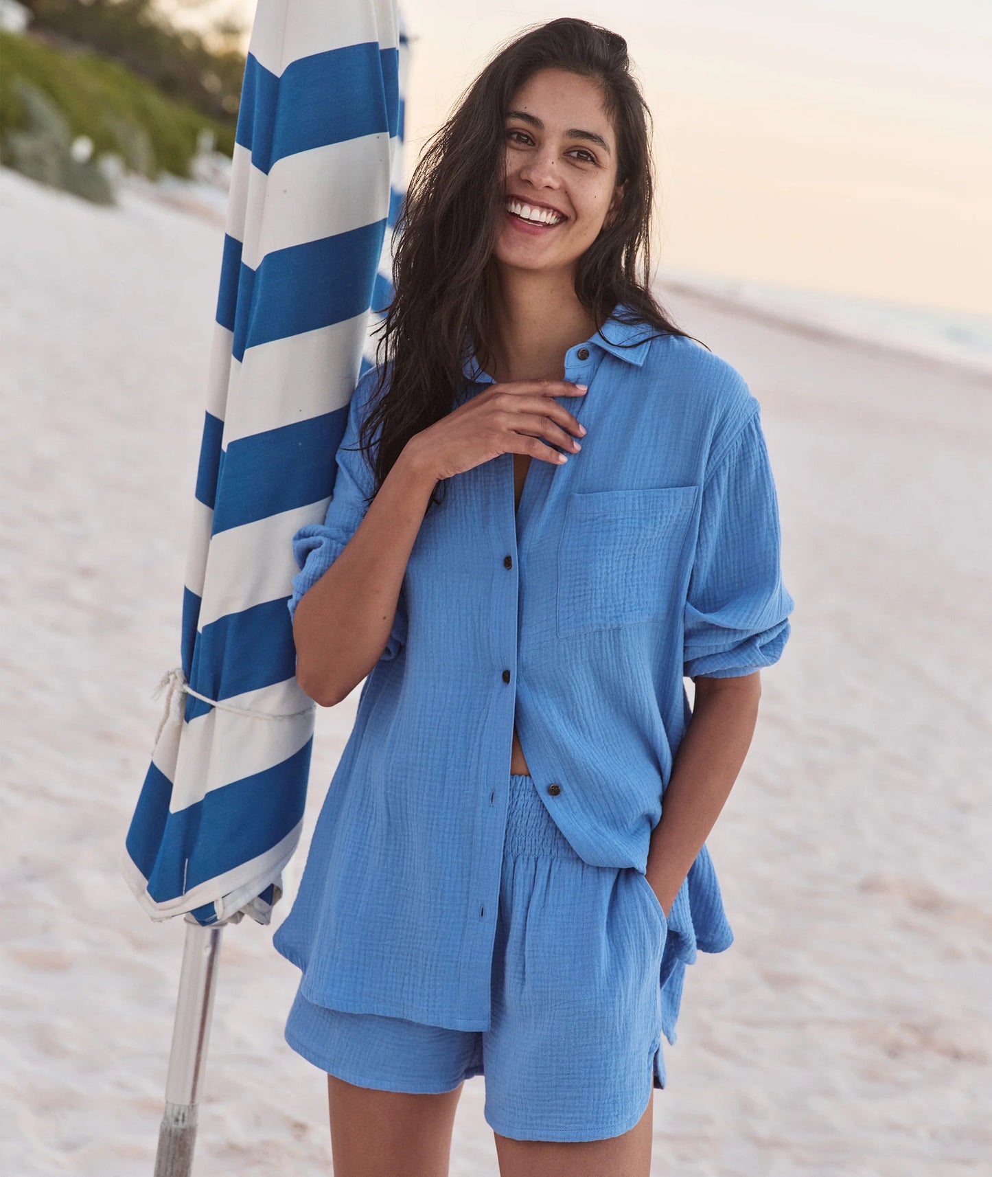 Jane Relaxed Double Cloth Shirt - Tide