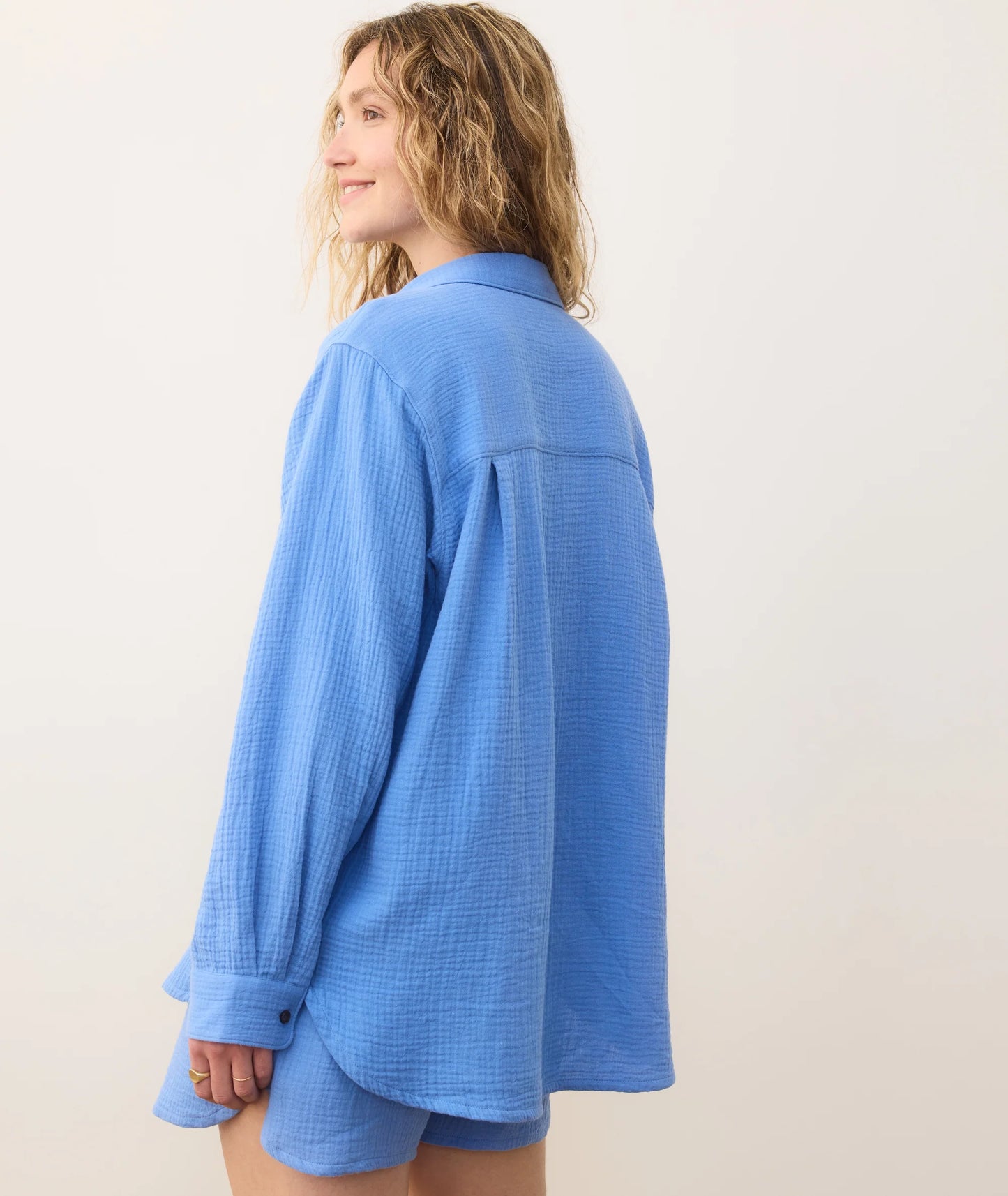 Jane Relaxed Double Cloth Shirt - Tide