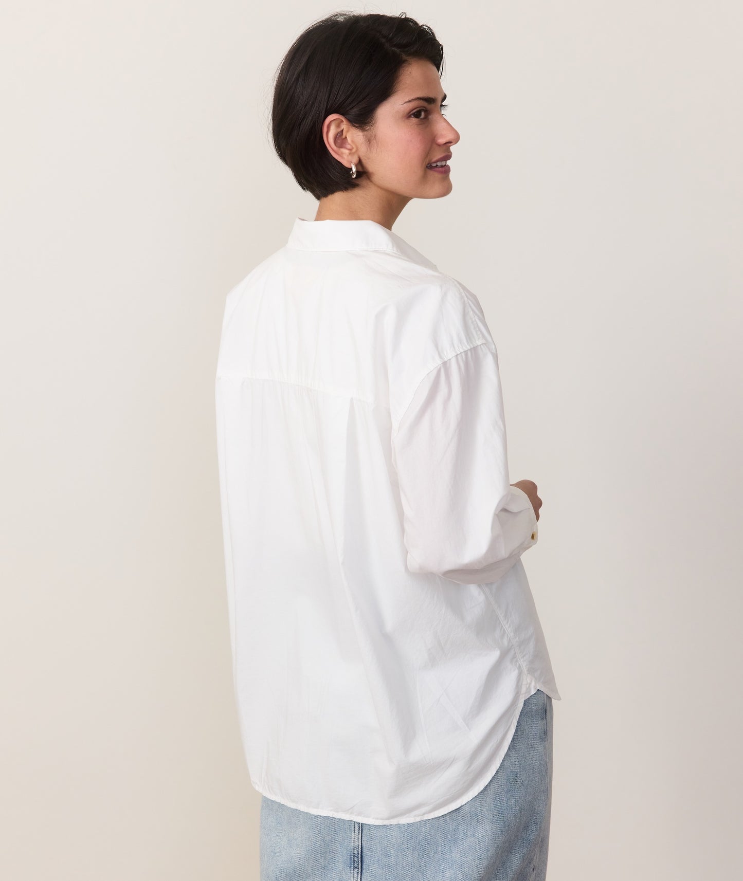Cali Poplin Oversized Shirt - White