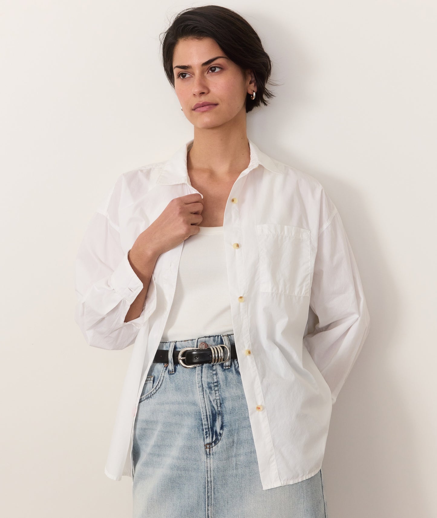 Cali Poplin Oversized Shirt - White
