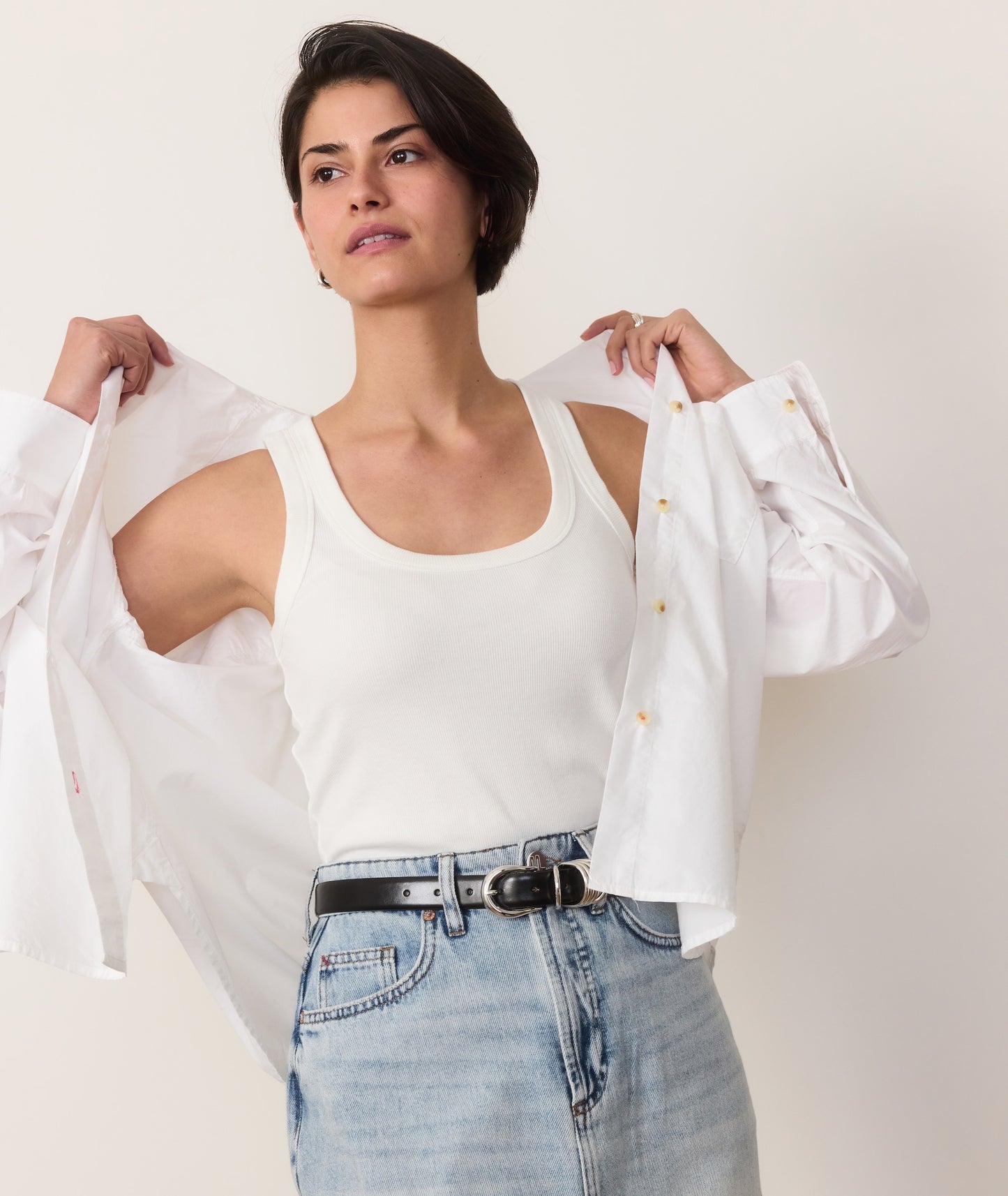 Cali Poplin Oversized Shirt - White