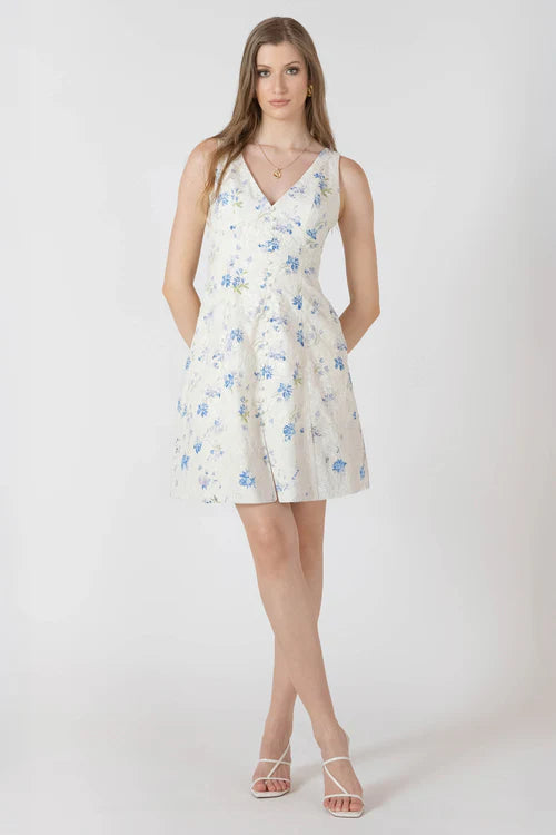 Embroidered Mini Dress - Lavender Floral