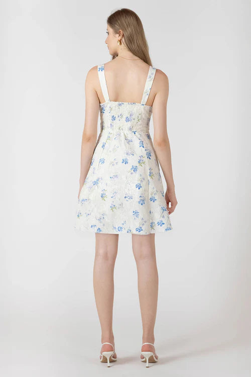 Embroidered Mini Dress - Lavender Floral