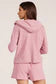 Half Zip Crop Hoodie - Faded Rose