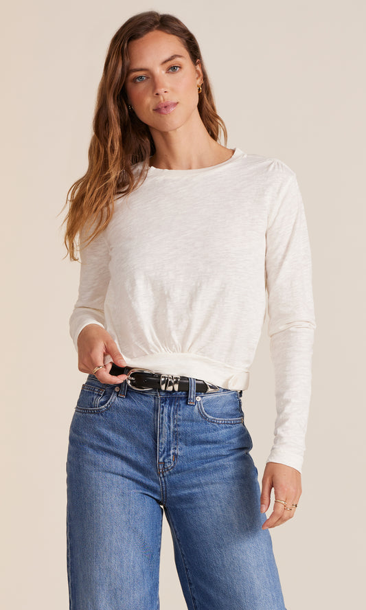 Long Sleeve Crew Paulets - Pearl