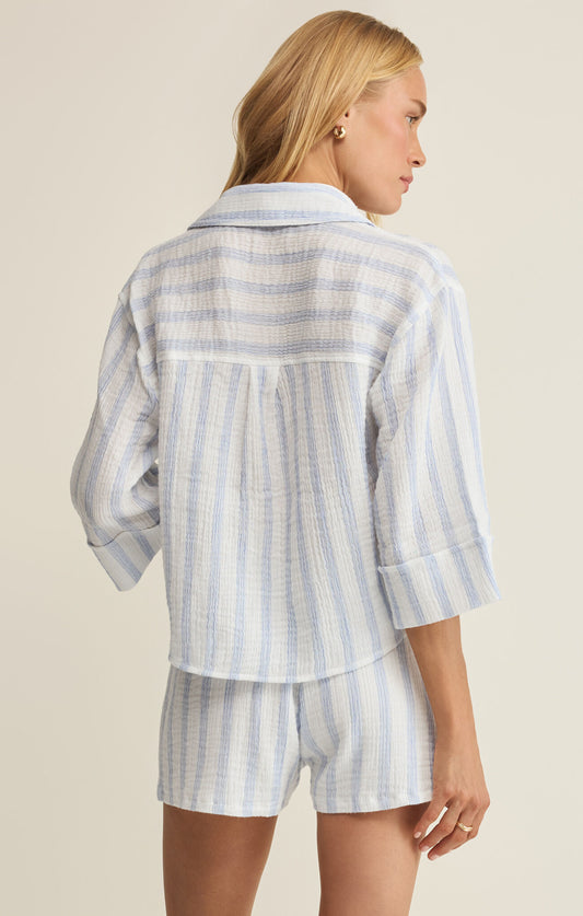 Helena Striped Shirt - Baby Blue