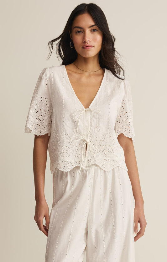 Oceanside Embroidered Top - White