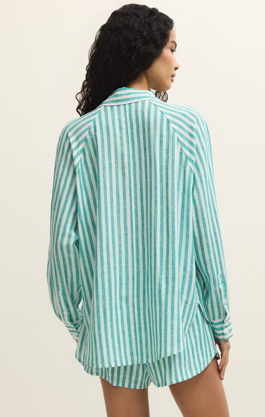The Perfect Stripe Button Up- Green