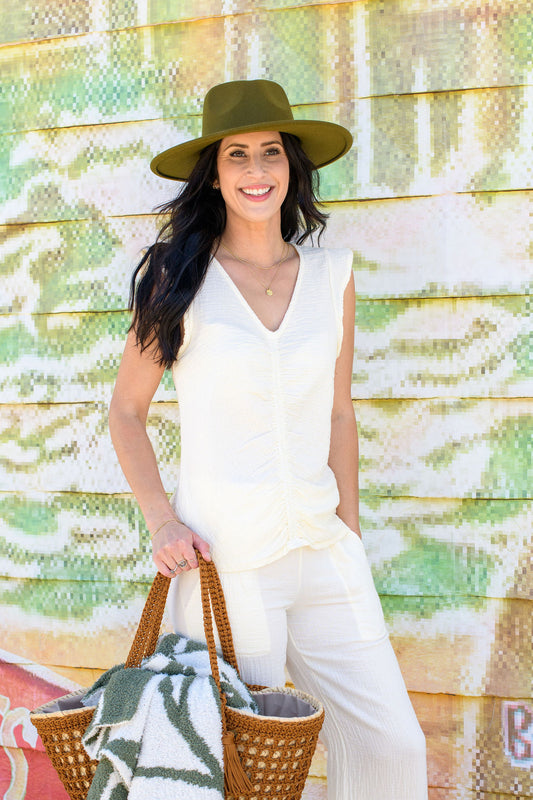 Cinched Front Top - Linen