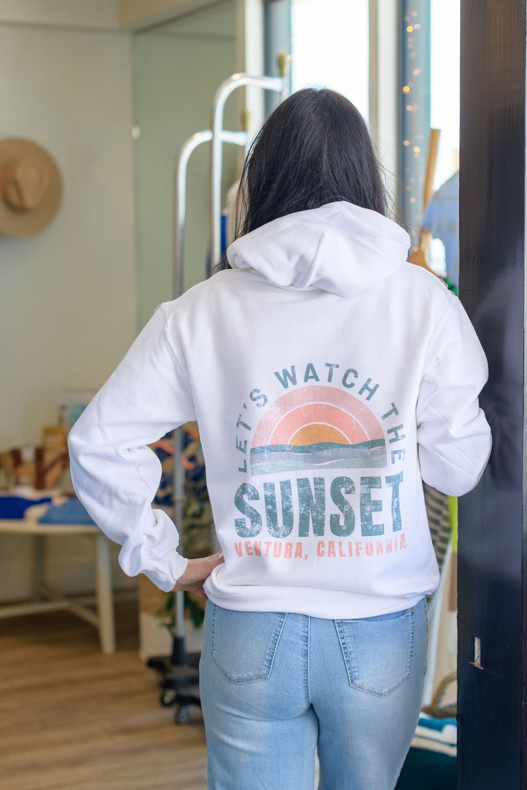 Let's Watch The Sunset Hoodie - White