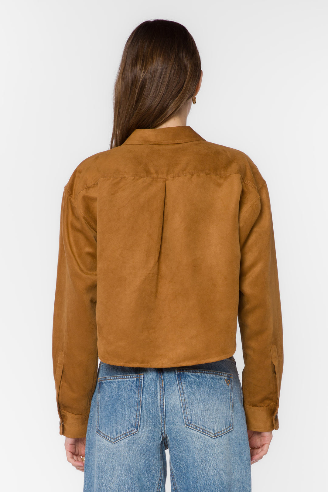 Enya Microsuede Crop Shirt - Brandy