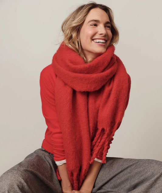 Brushed Blanket Scarf- Cherry Red