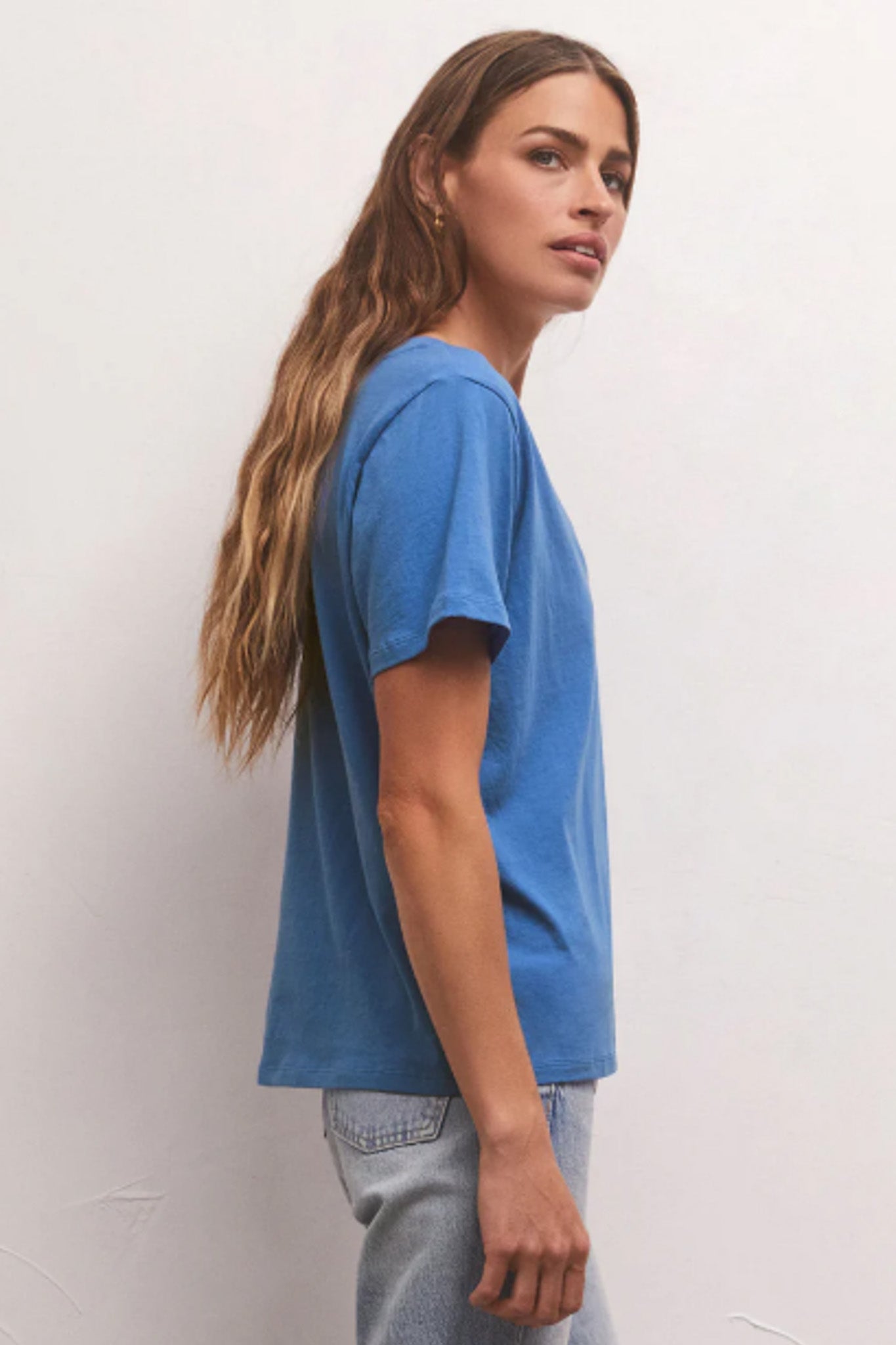 Girlfriend V-Neck Tee (Federal Blue)